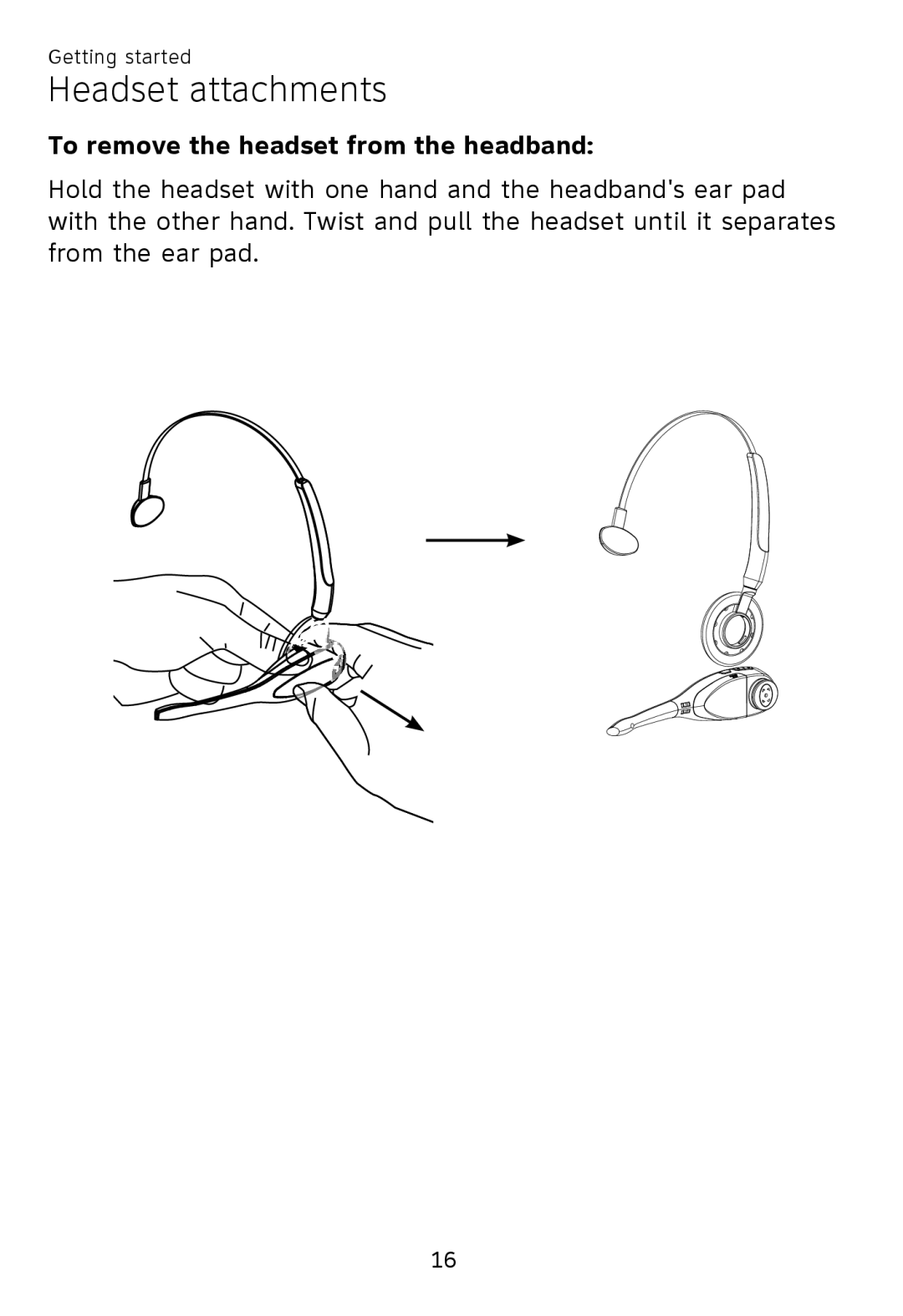 AT&T TL 7600 user manual To remove the headset from the headband 