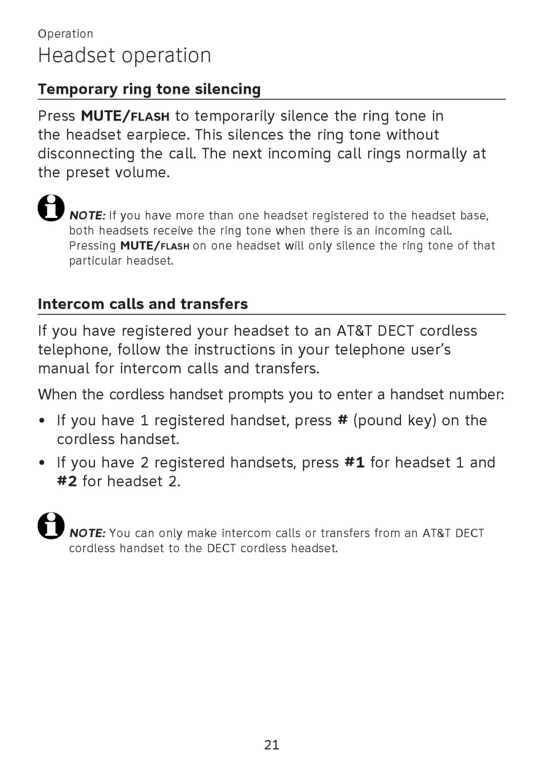 AT&T TL 7600 user manual Temporary ring tone silencing, Intercom calls and transfers 