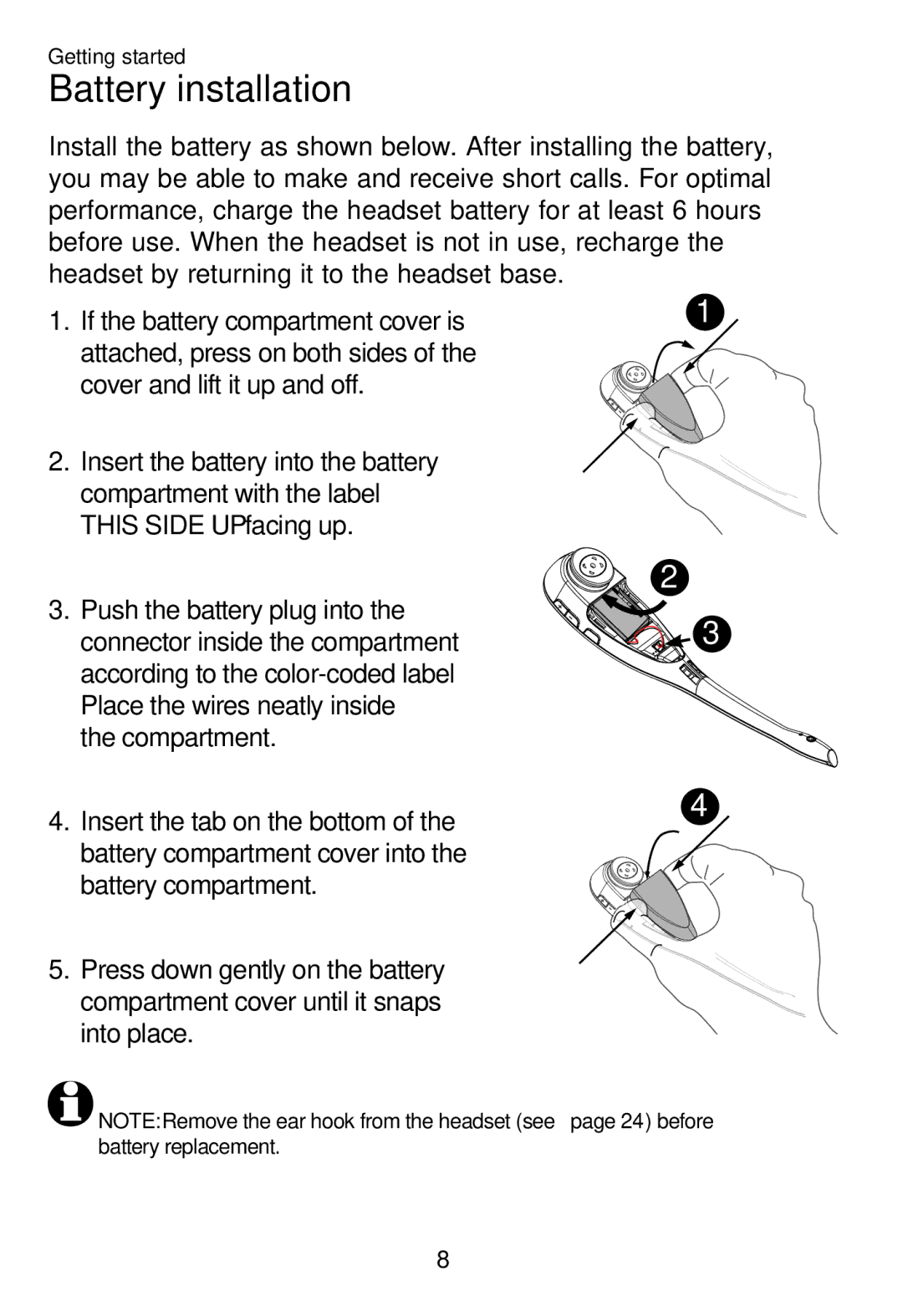 AT&T TL 7610 user manual Battery installation 