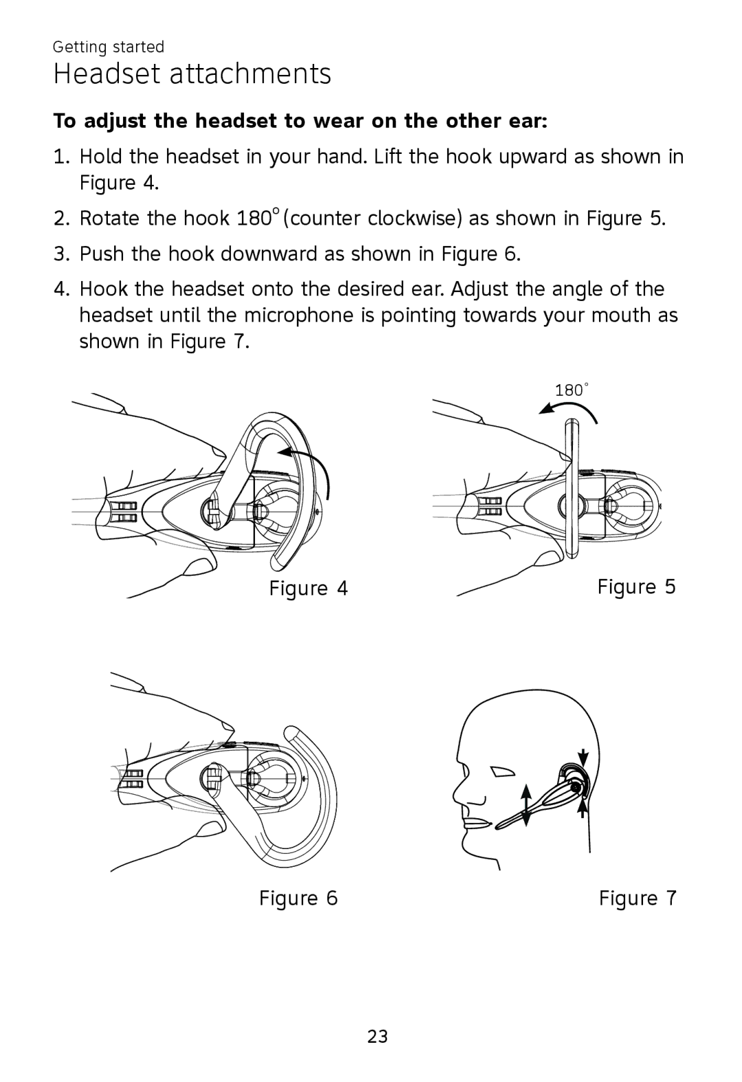 AT&T TL 7610 user manual To adjust the headset to wear on the other ear 