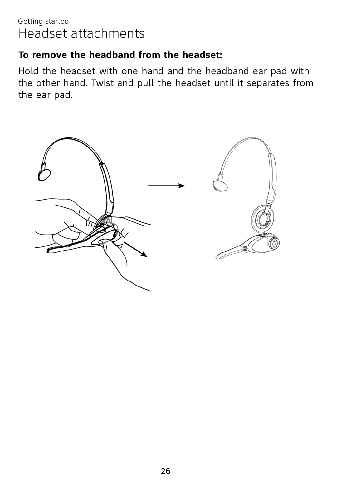 AT&T TL 7610 user manual To remove the headband from the headset 