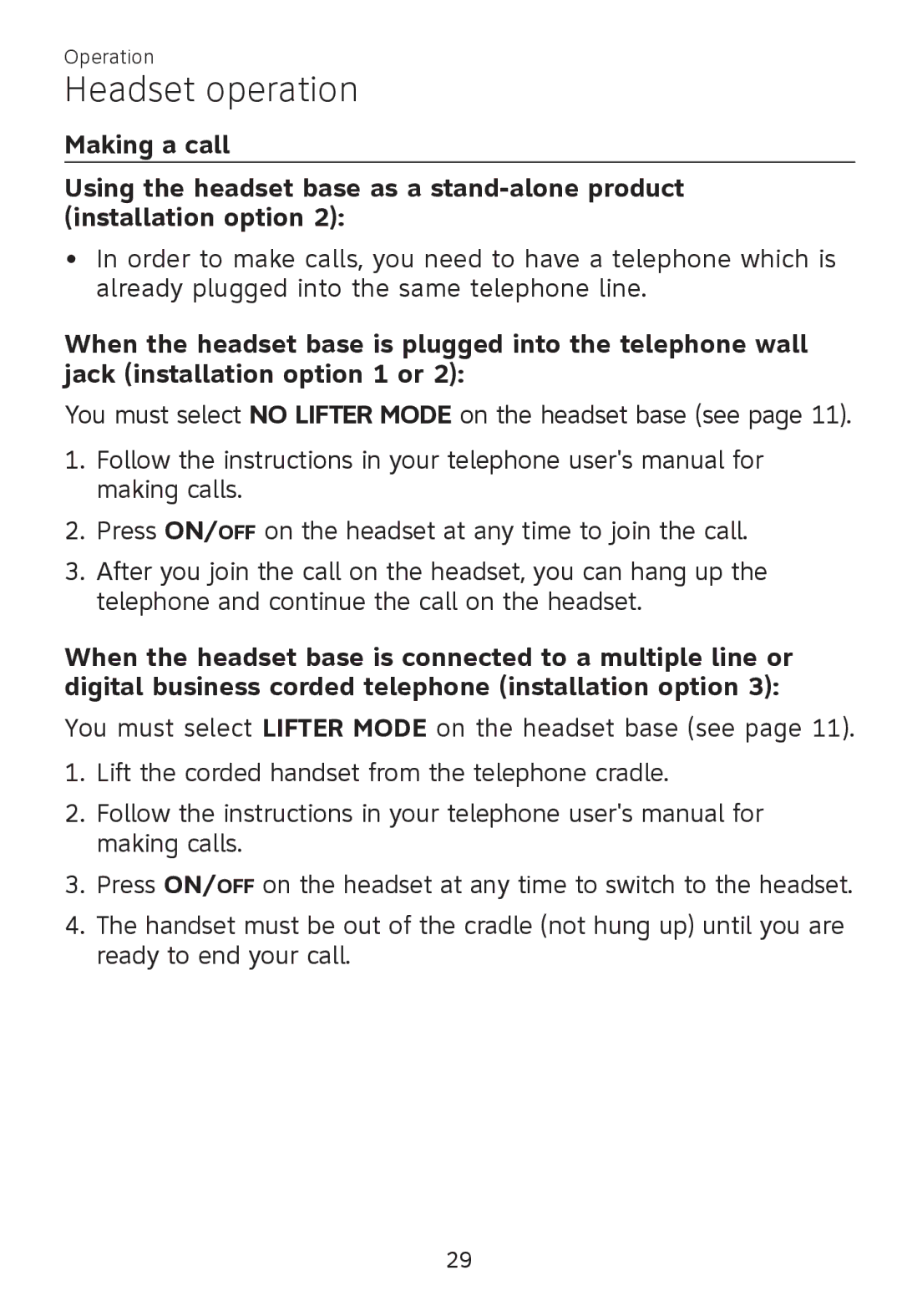 AT&T TL 7610 user manual Headset operation 