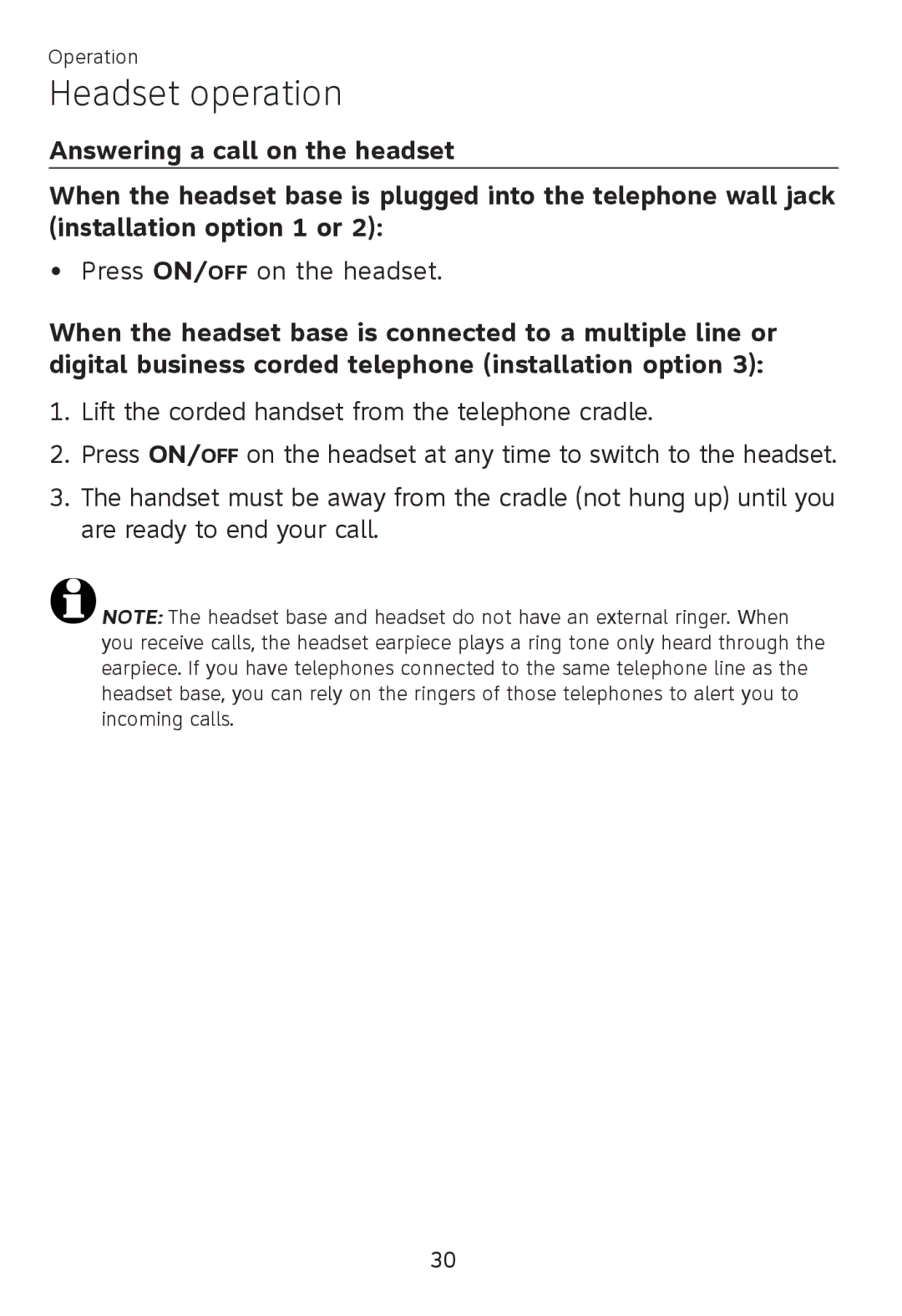 AT&T TL 7610 user manual Press ON/OFF on the headset 