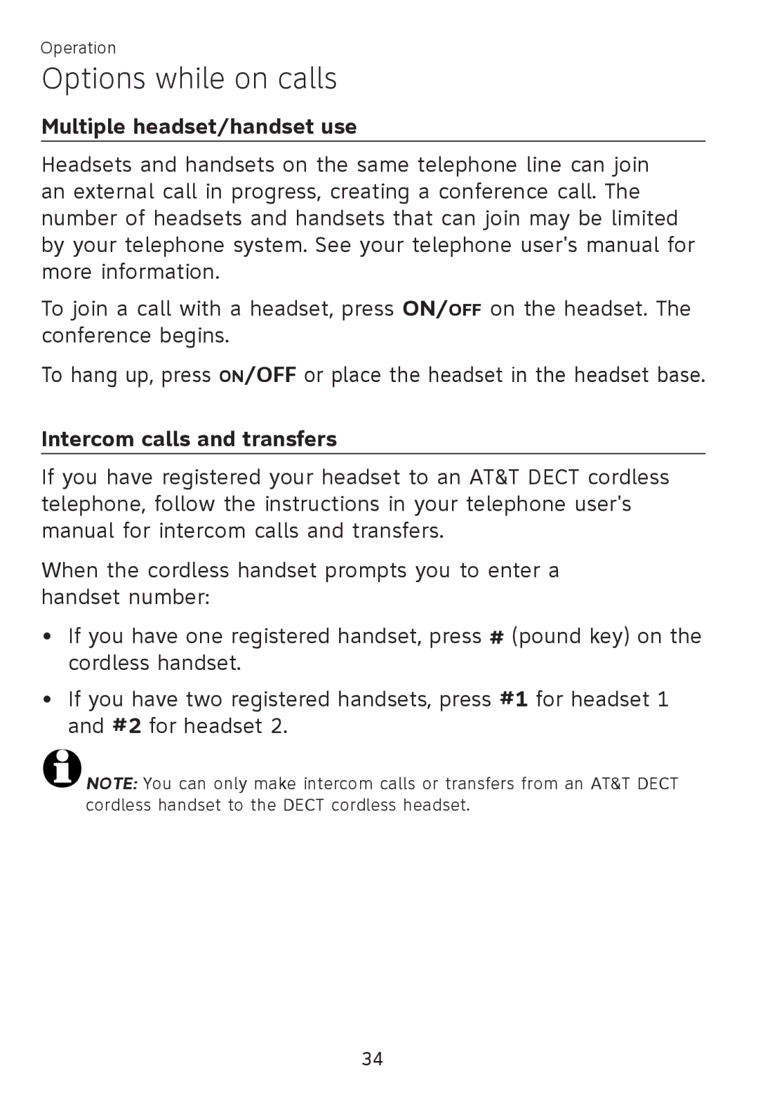 AT&T TL 7610 user manual Multiple headset/handset use, Intercom calls and transfers 