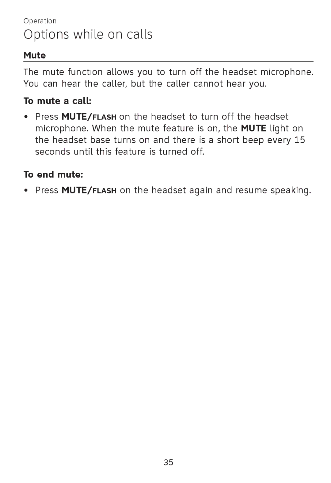 AT&T TL 7610 user manual Mute, To mute a call, To end mute 