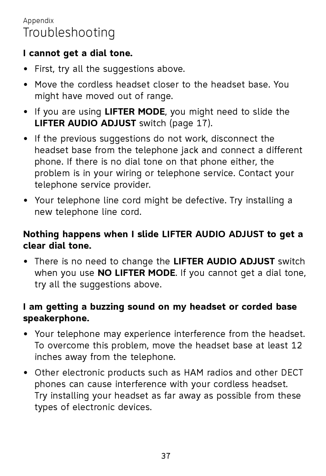 AT&T TL 7610 user manual Cannot get a dial tone 