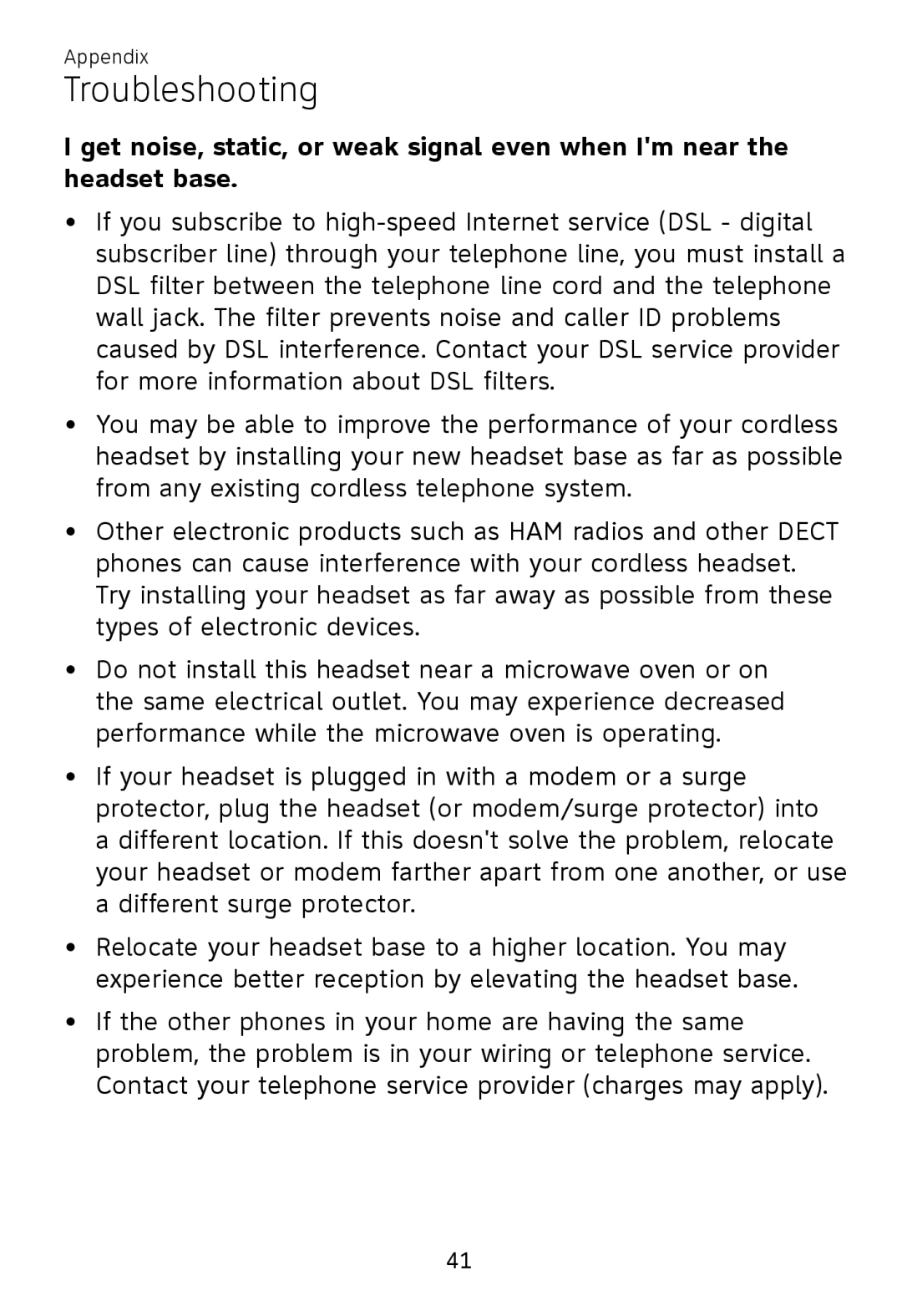 AT&T TL 7610 user manual Troubleshooting 