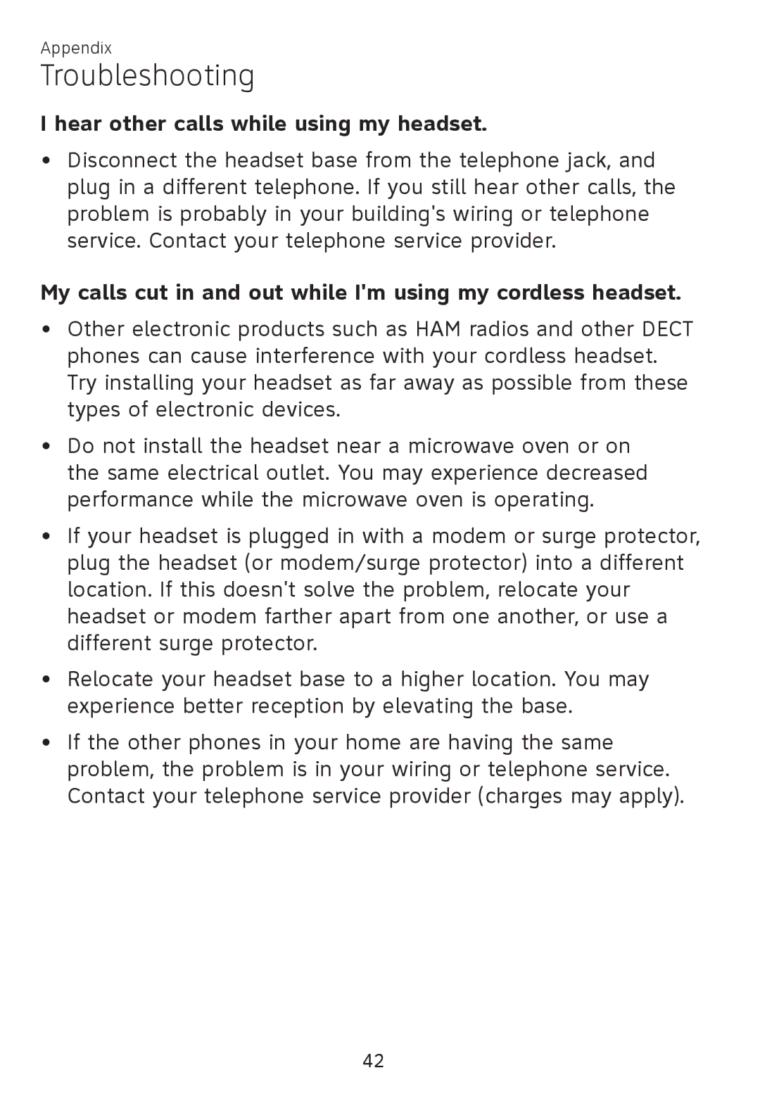 AT&T TL 7610 Hear other calls while using my headset, My calls cut in and out while Im using my cordless headset 