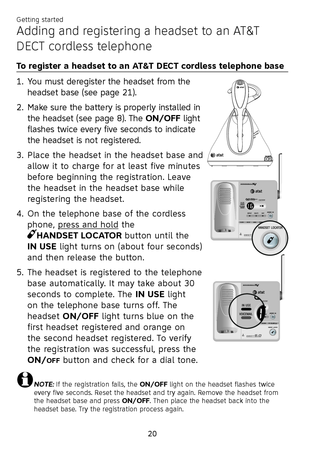 AT&T TL 7610 user manual Adding and registering a headset to an AT&T DECT cordless telephone 