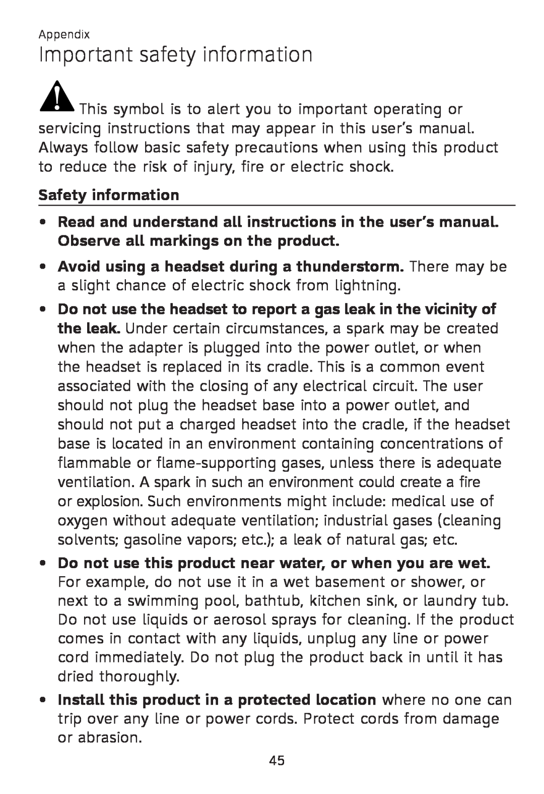 AT&T TL 7610 user manual Important safety information, Safety information 