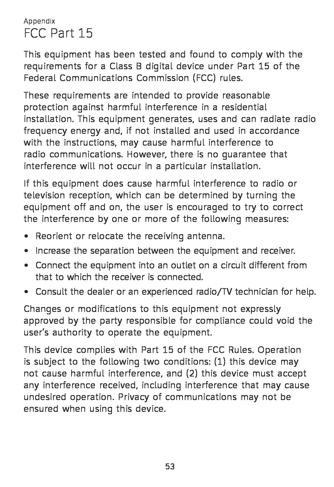 AT&T TL 7610 user manual FCC Part 