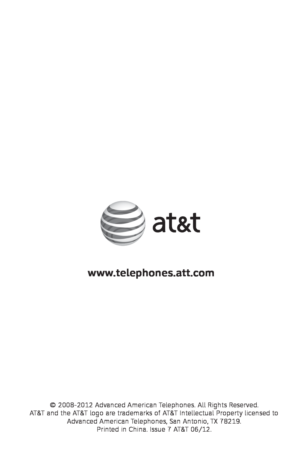 AT&T TL 7610 user manual Advanced American Telephones. All Rights Reserved, Advanced American Telephones, San Antonio, TX 