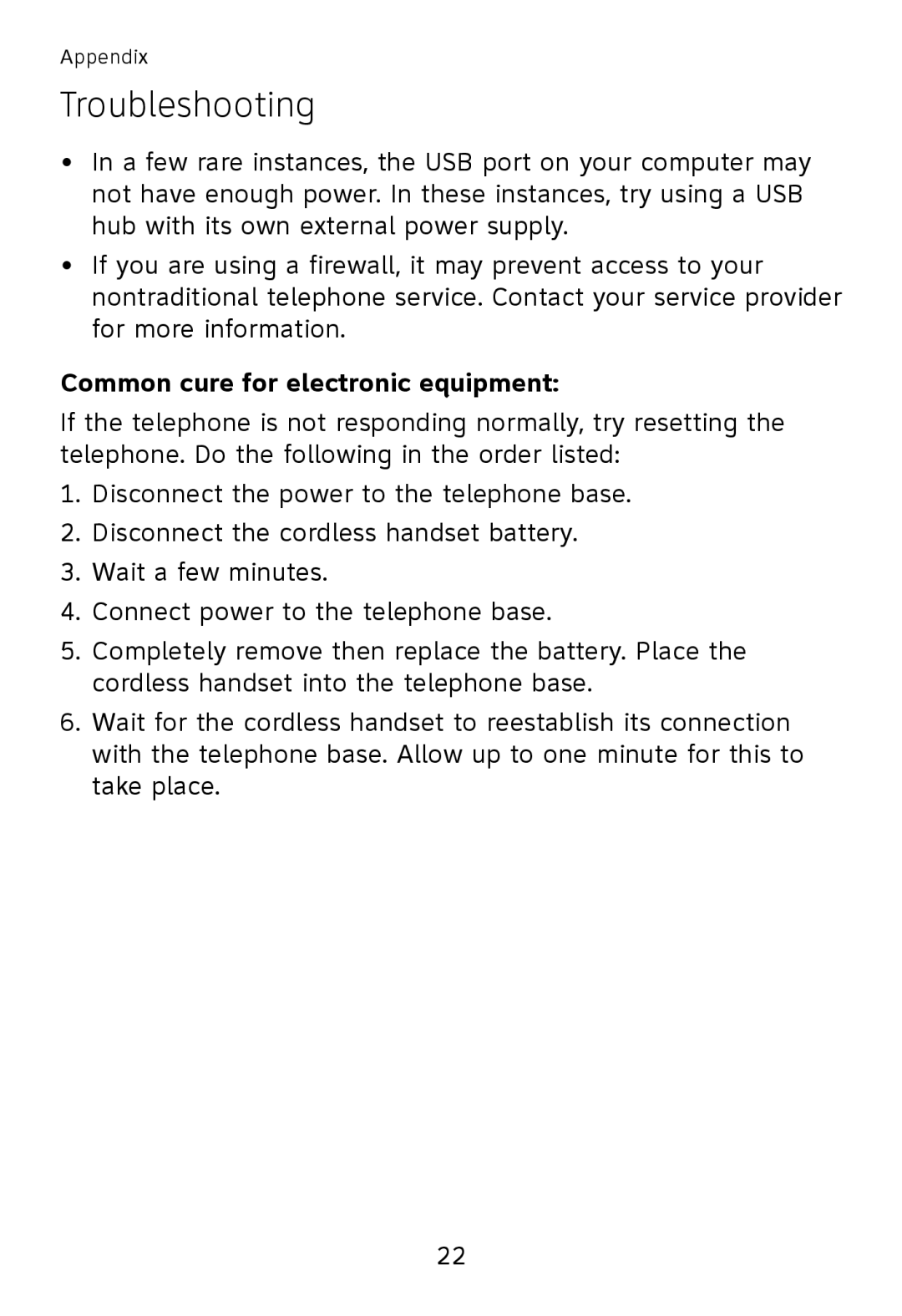 AT&T TL32200, TL32300, TL32100, TL30100 user manual Common cure for electronic equipment 