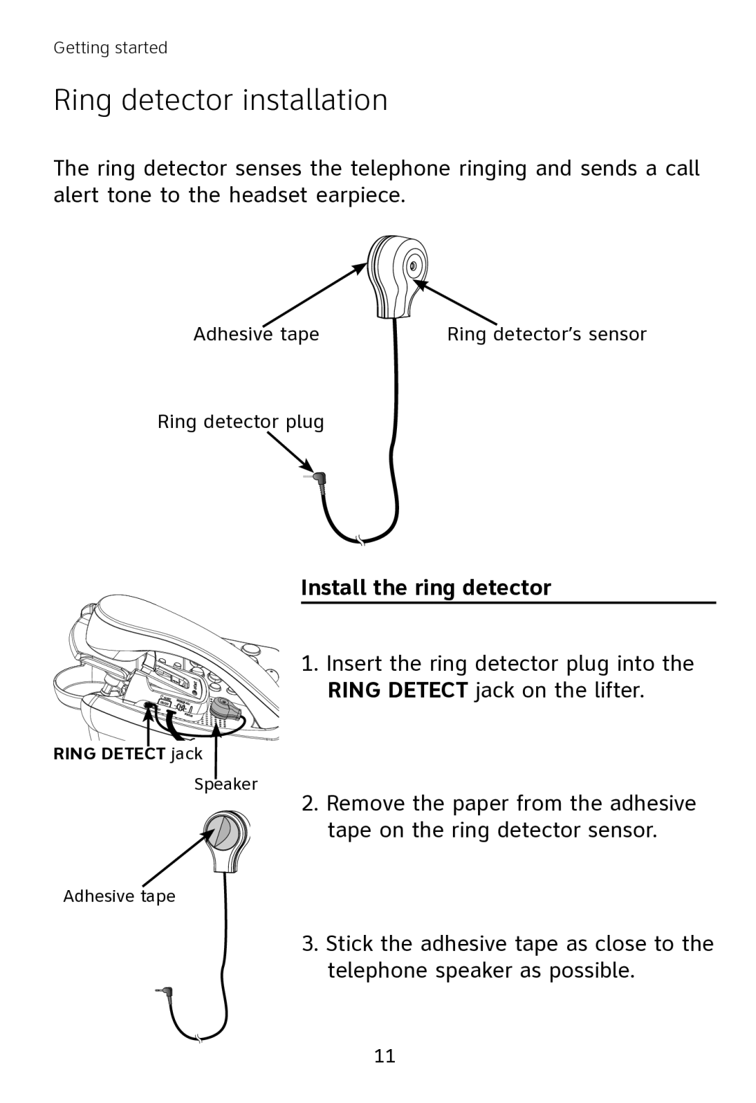 AT&T TL7000 user manual Ring detector installation, Install the ring detector 