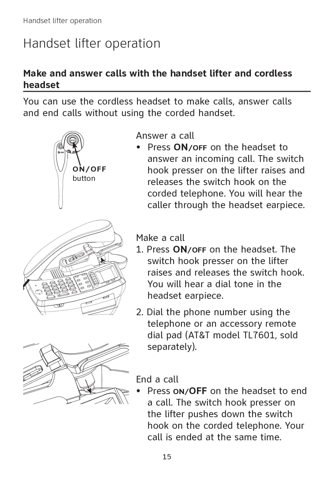 AT&T TL7000 user manual Button 