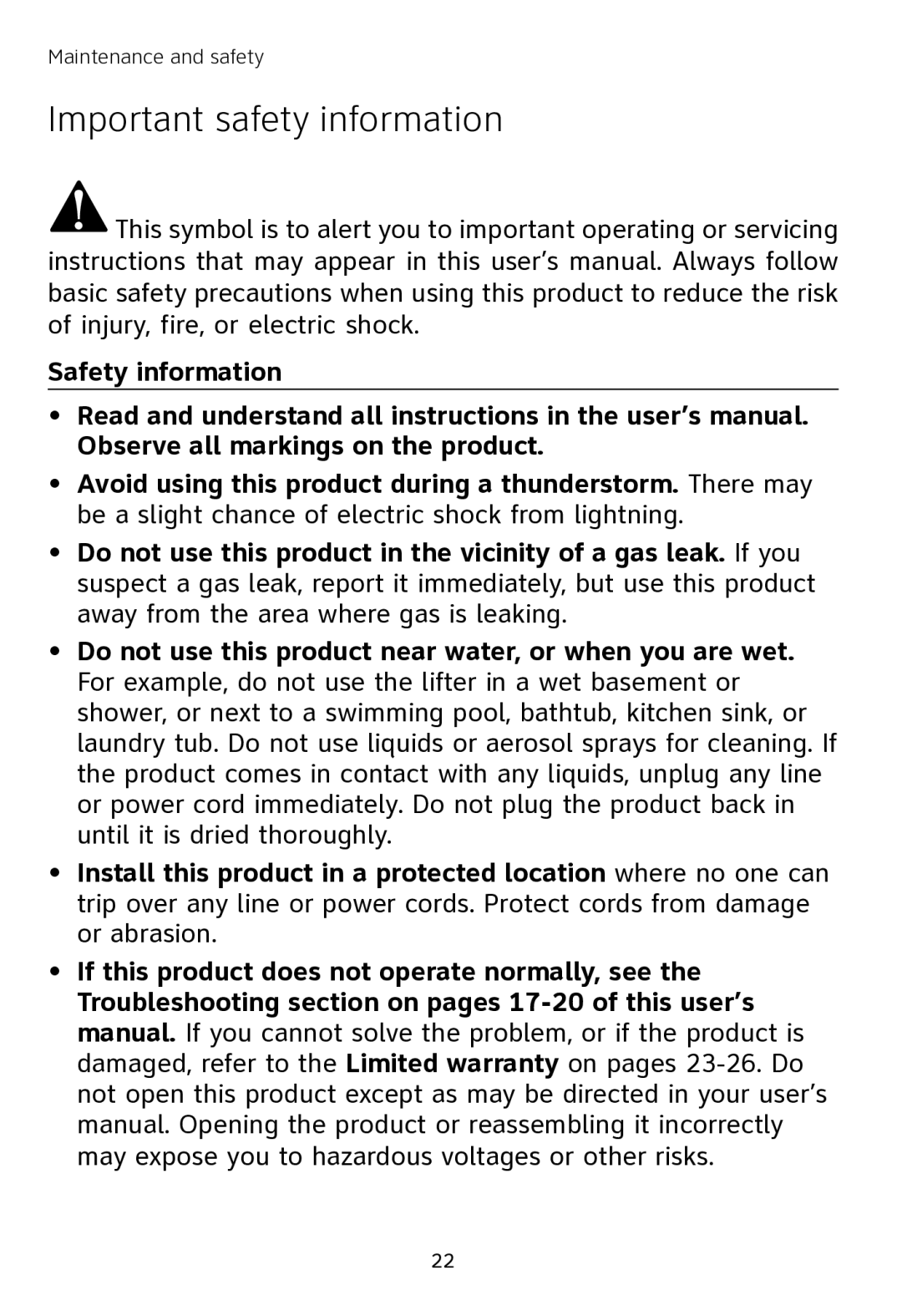 AT&T TL7000 user manual Important safety information 