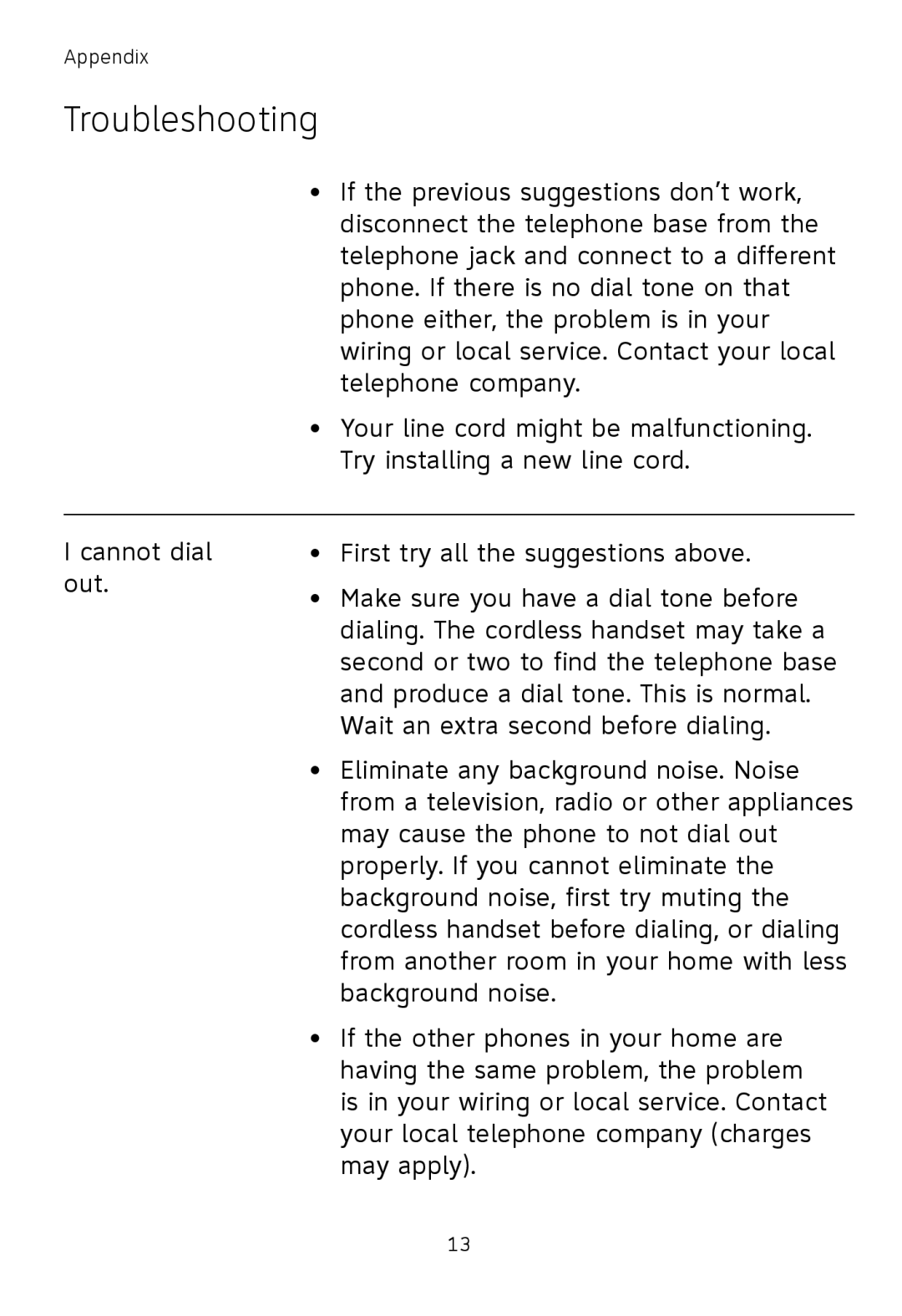 AT&T TL71208, TL71108, TL72108 user manual Troubleshooting 