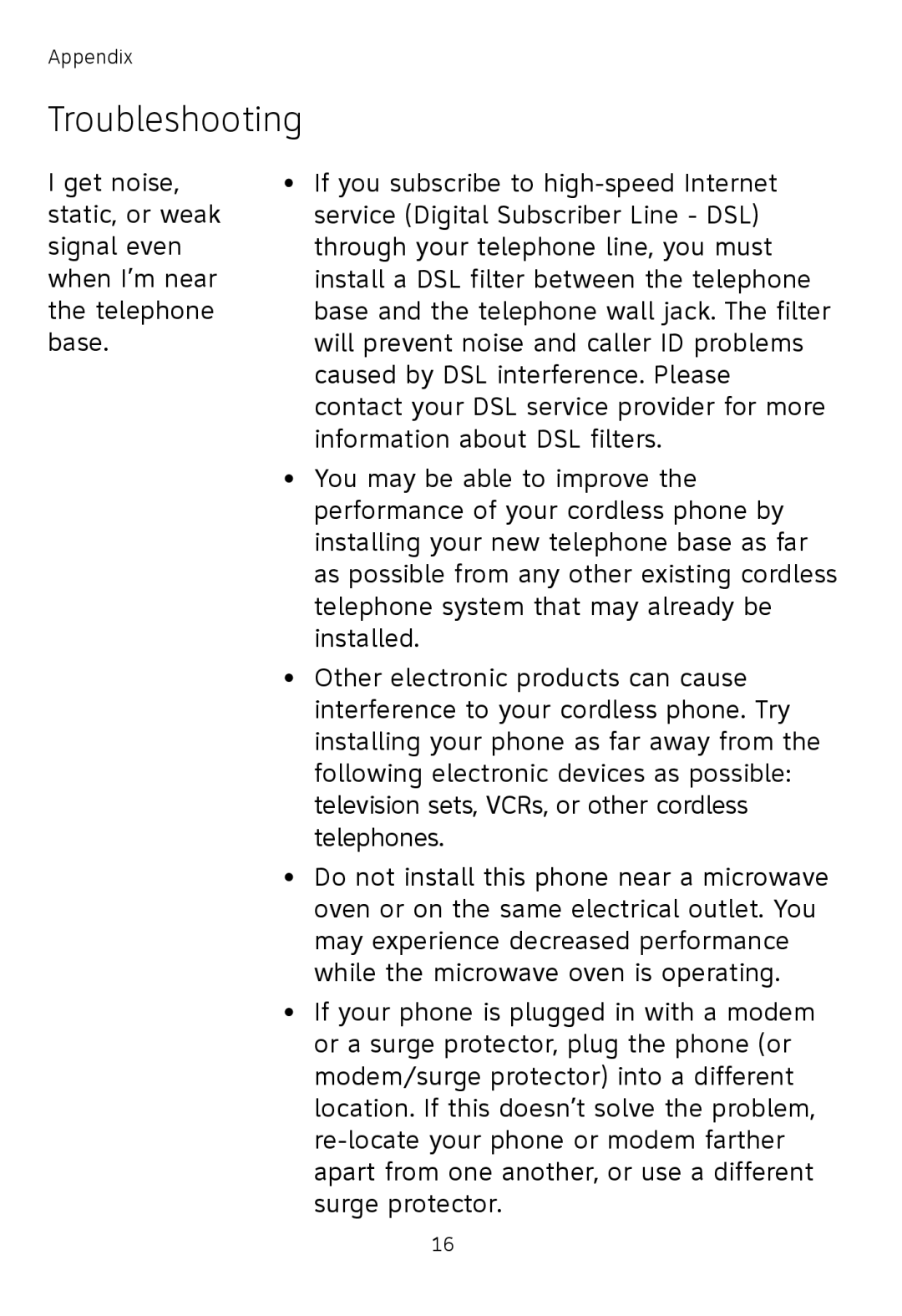 AT&T TL71208, TL71108, TL72108 user manual Troubleshooting 