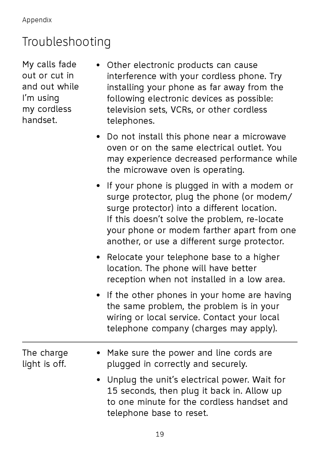 AT&T TL71208, TL71108, TL72108 user manual Troubleshooting 