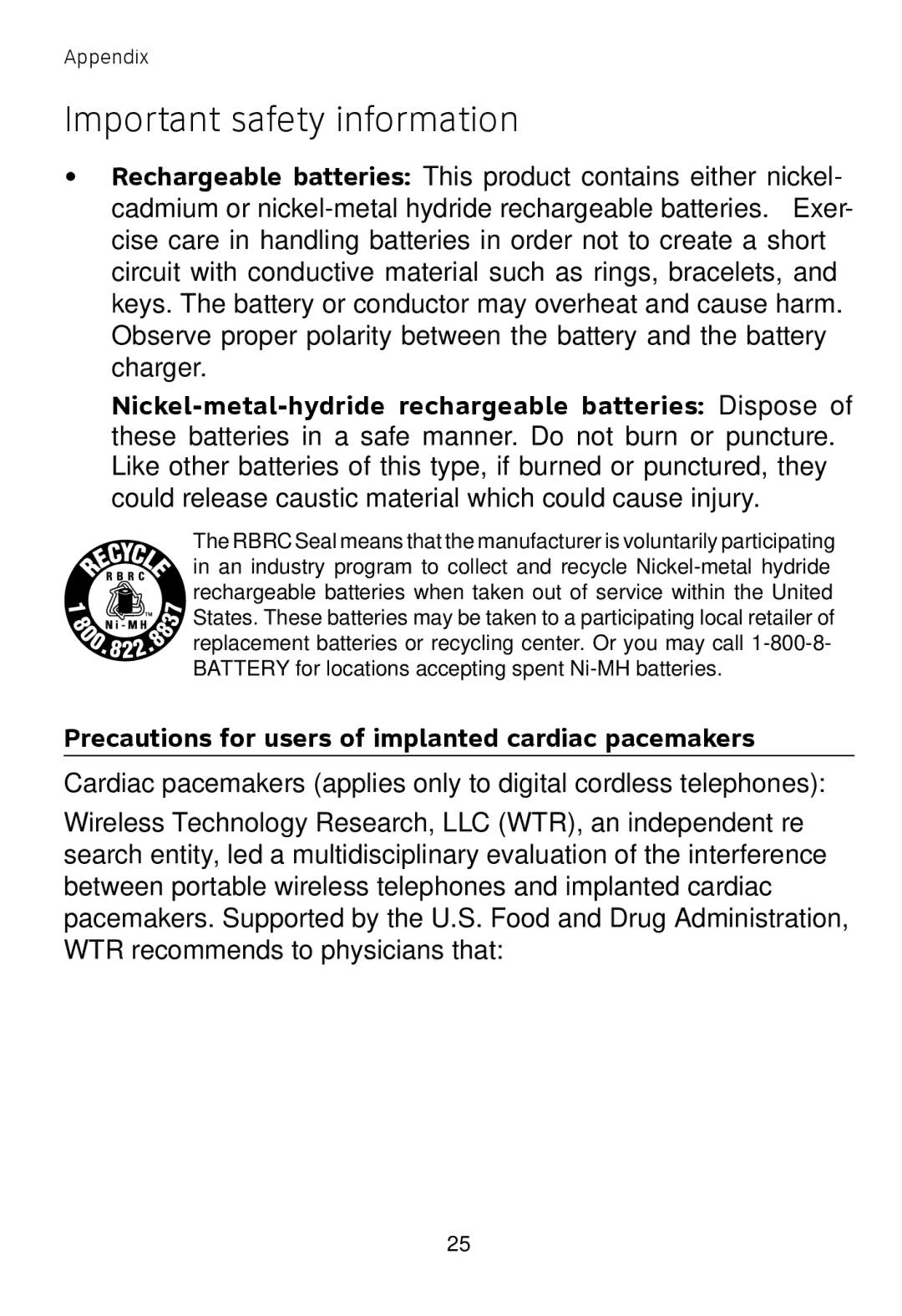 AT&T TL71208, TL71108, TL72108 user manual Precautions for users of implanted cardiac pacemakers 