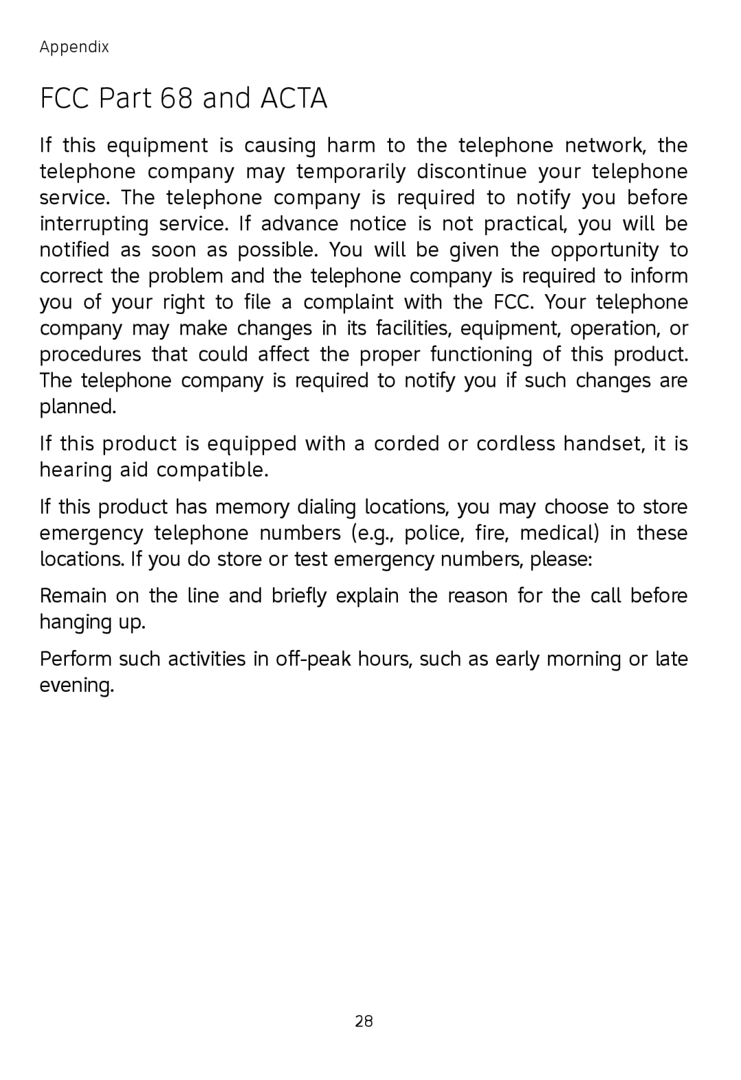 AT&T TL71208, TL71108, TL72108 user manual FCC Part 68 and Acta 