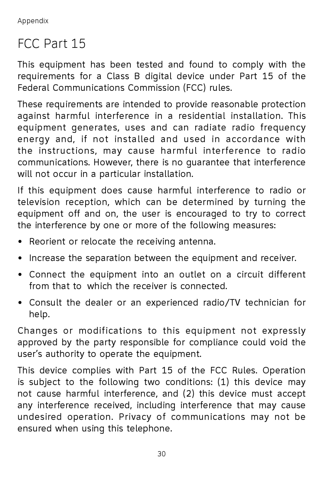 AT&T TL72108, TL71108, TL71208 user manual FCC Part 