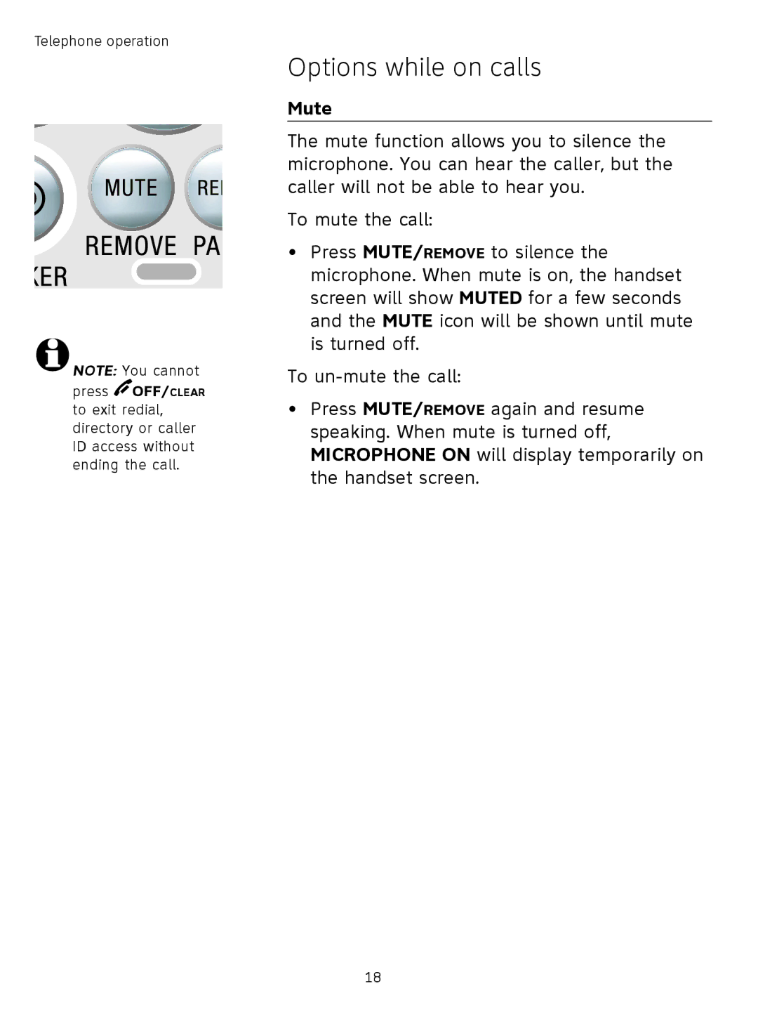 AT&T TL71308 user manual Mute 