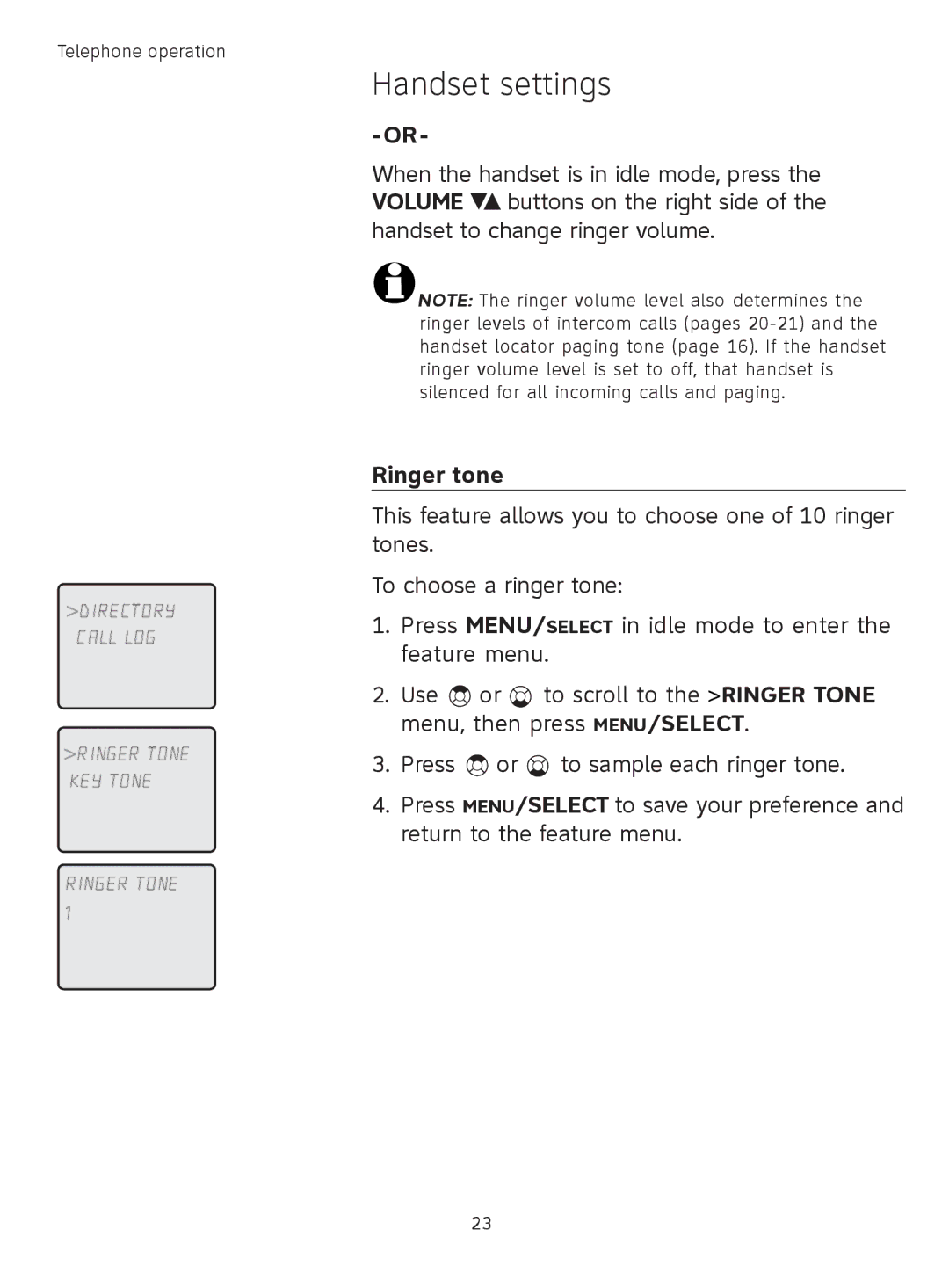 AT&T TL71308 user manual Ringer tone 