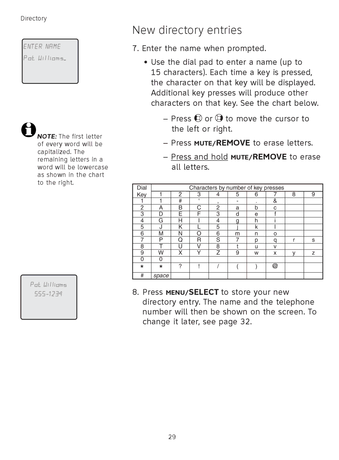 AT&T TL71308 user manual Enter Name 