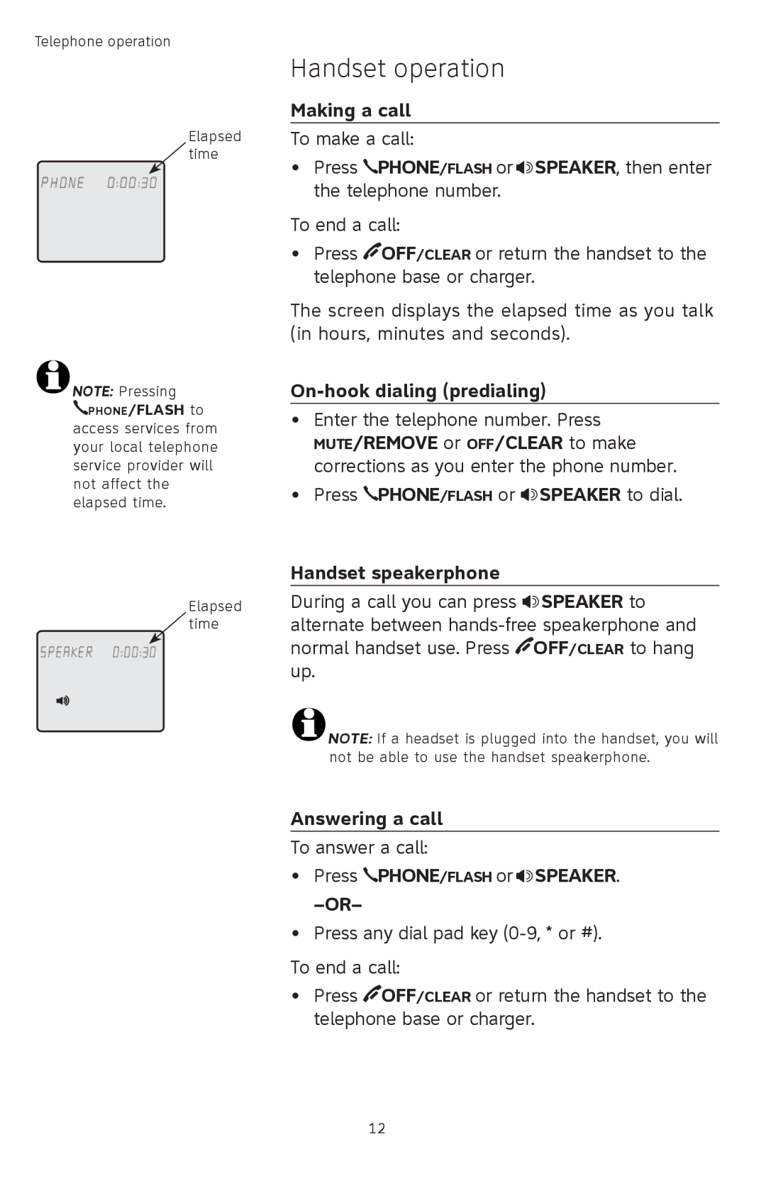 AT&T TL72408 user manual Handset operation 