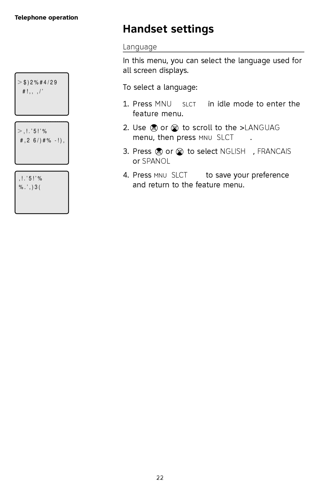 AT&T TL72408 user manual Language 