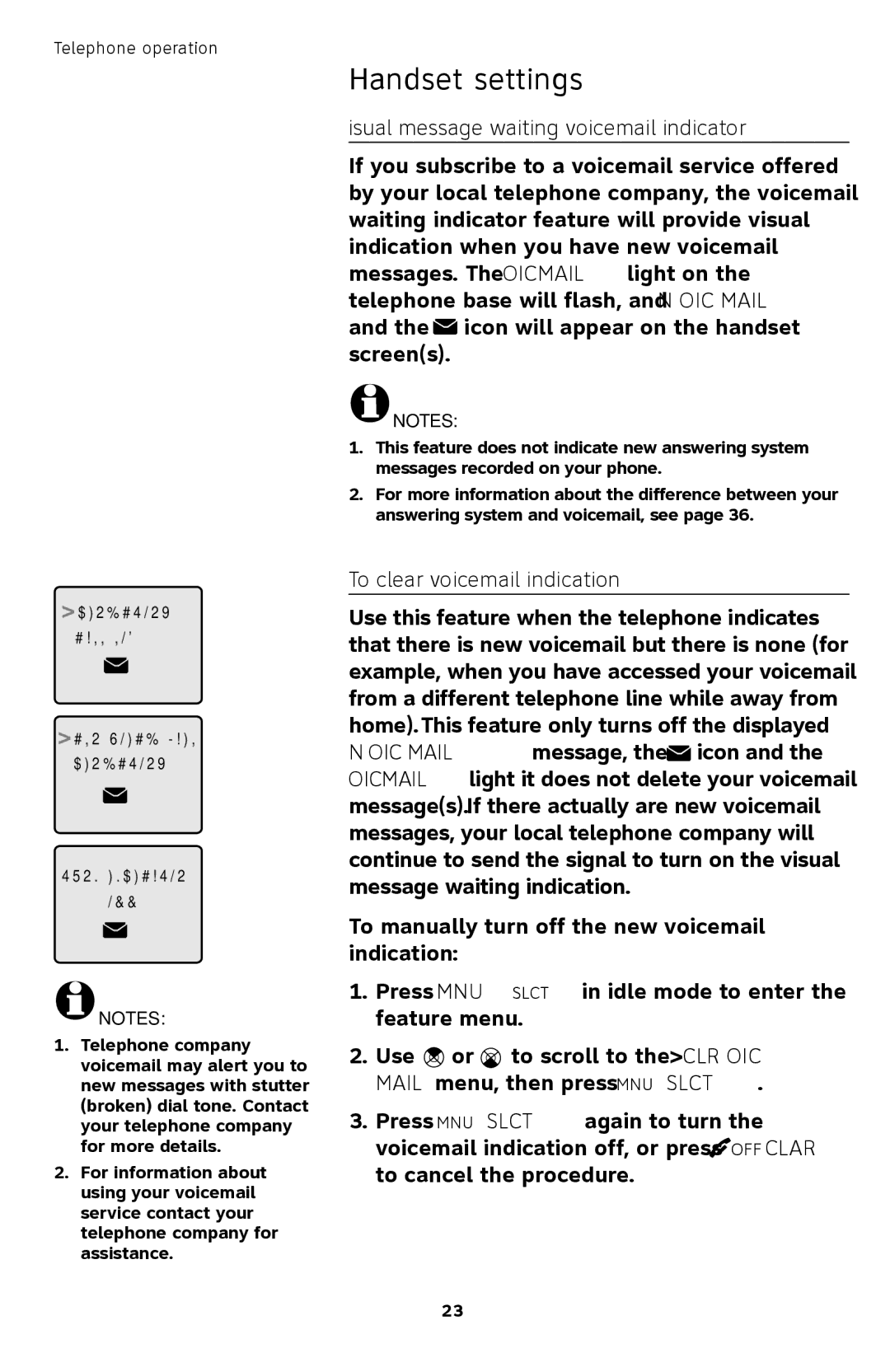 AT&T TL72408 user manual Visual message waiting voicemail indicator, To clear voicemail indication 