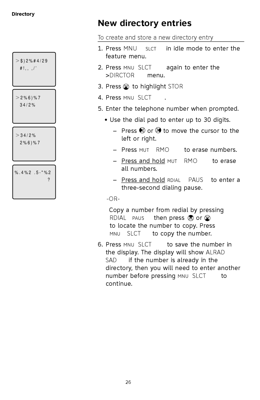 AT&T TL72408 user manual New directory entries, To create and store a new directory entry 