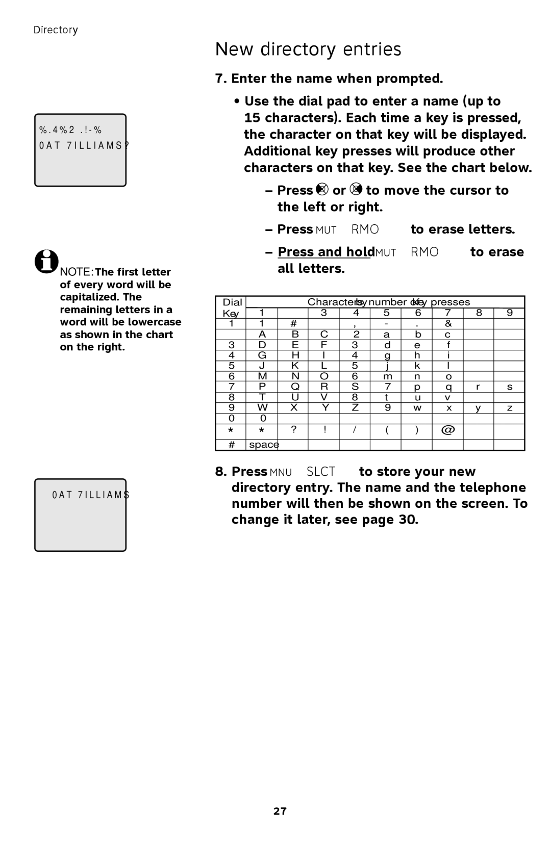 AT&T TL72408 user manual Enter Name 