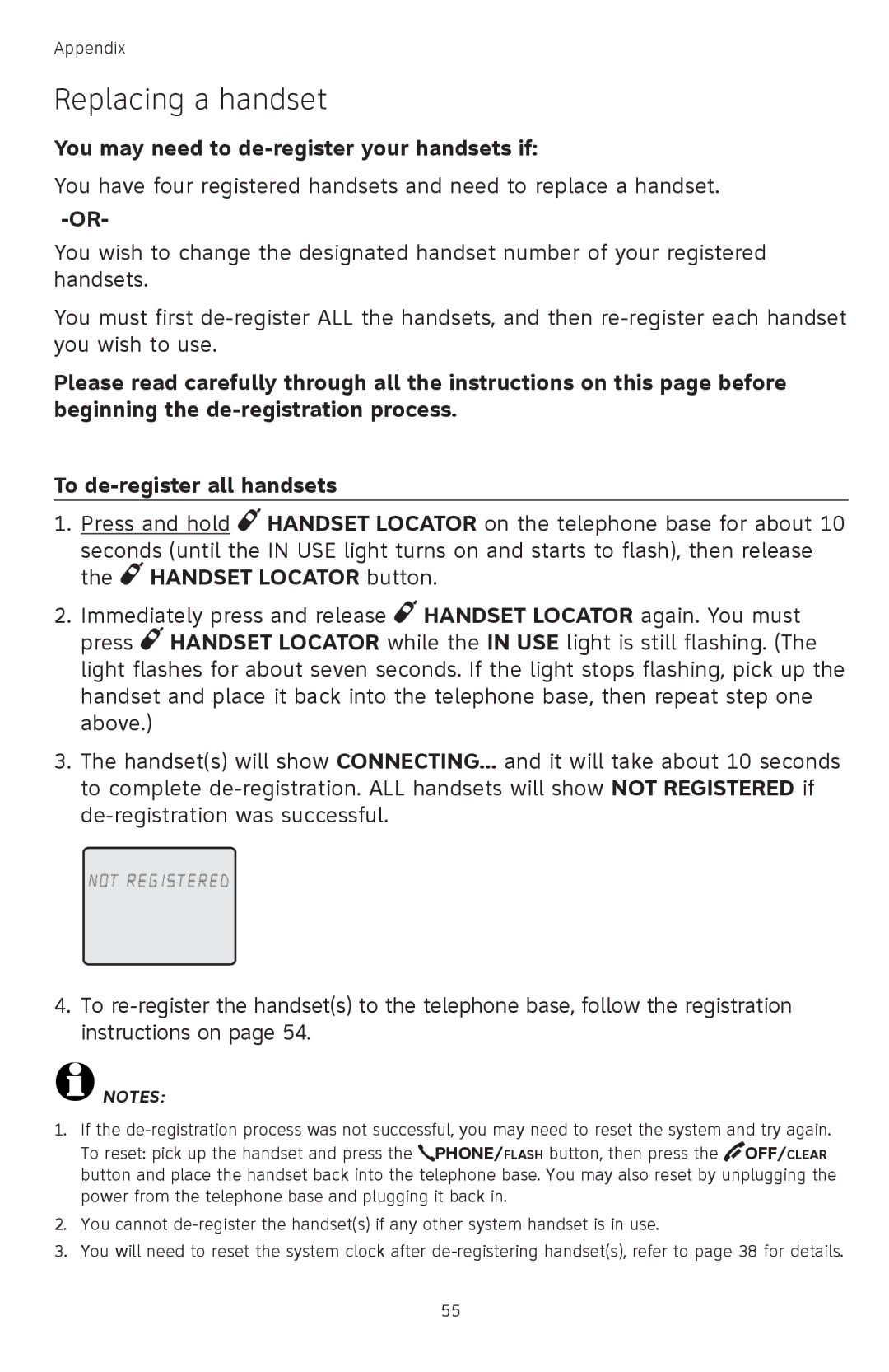 AT&T TL72408 user manual Replacing a handset, You may need to de-register your handsets if 