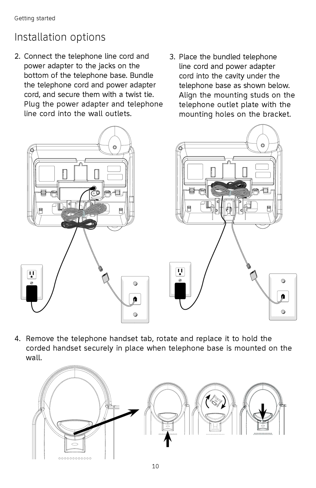 AT&T TL74408, TL74458, TL74308, TL74358, TL 74208, TL74258 user manual Installation options 