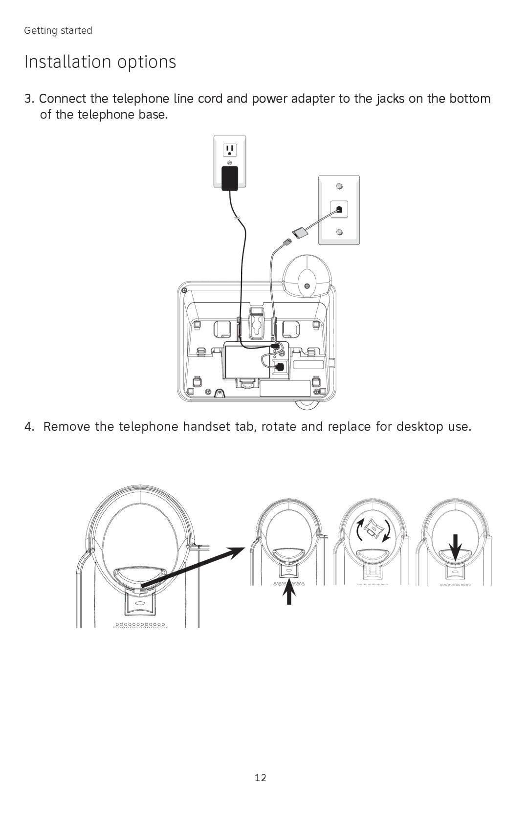 AT&T TL74258, TL74458, TL74308, TL74358, TL74408, TL 74208 user manual Installation options 