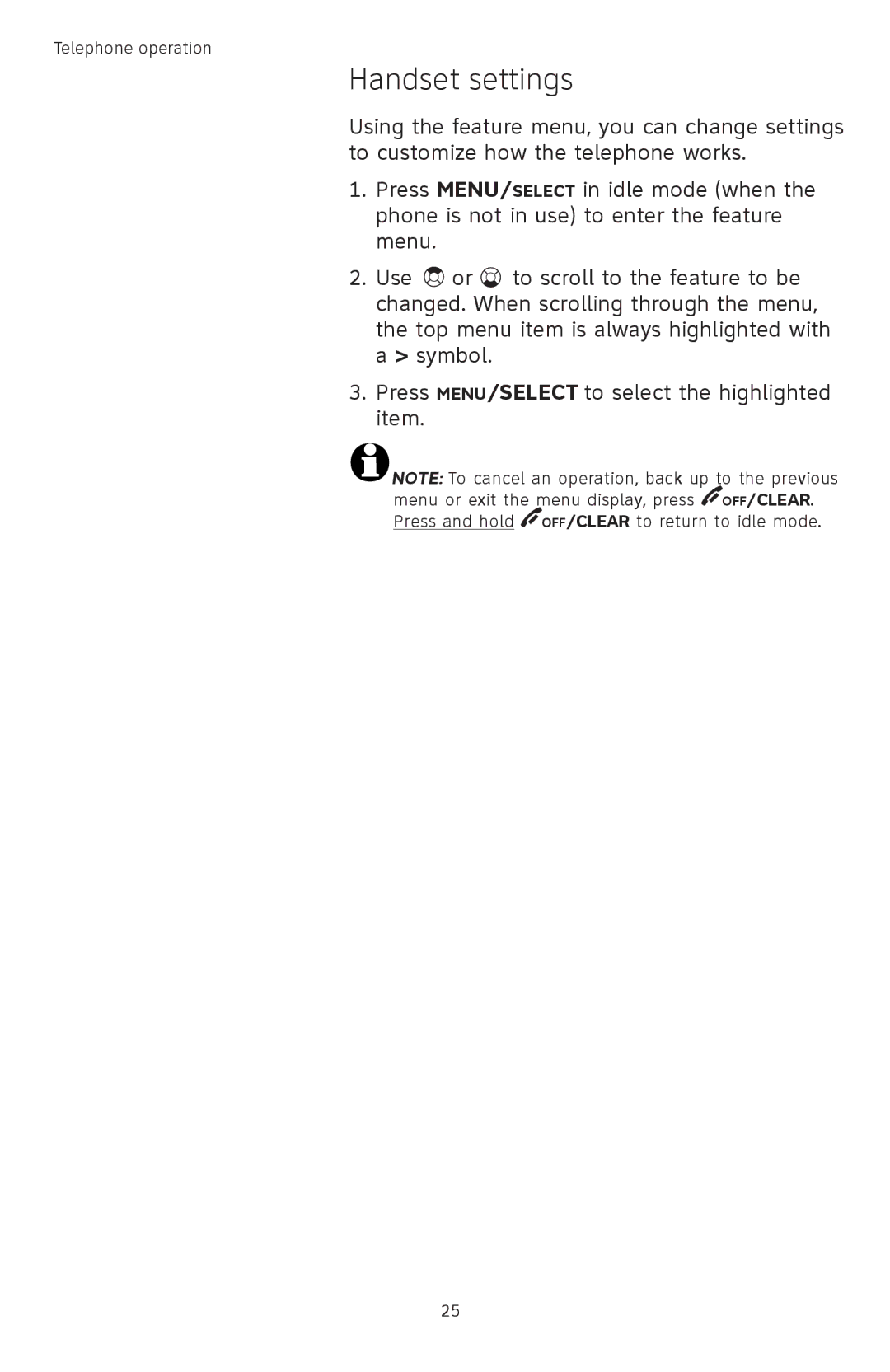 AT&T TL74458, TL74308, TL74358, TL74408, TL 74208, TL74258 user manual Handset settings 