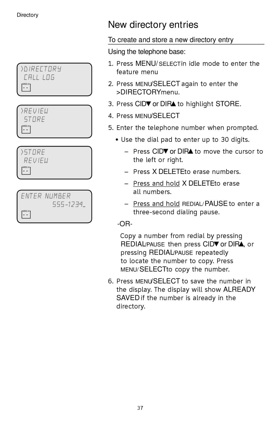 AT&T TL74458, TL74308, TL74358, TL74408, TL 74208, TL74258 user manual Directory Call LOG 