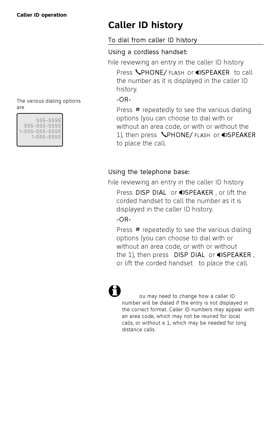 AT&T TL 74208, TL74458, TL74308, TL74358, TL74408, TL74258 user manual To dial from caller ID history Using a cordless handset 