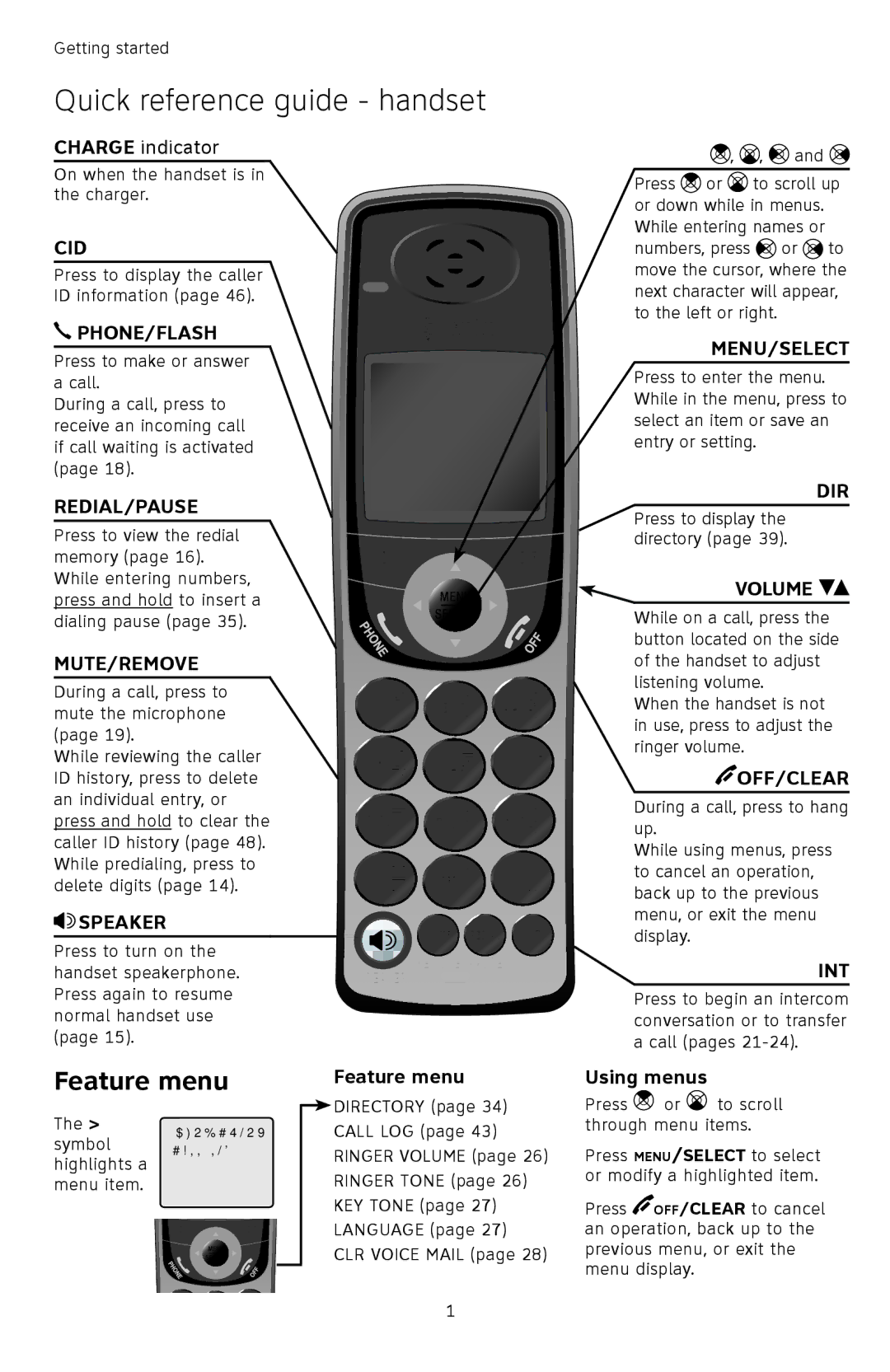 AT&T TL74458, TL74308, TL74358, TL74408, TL 74208, TL74258 user manual Quick reference guide handset, Phone/Flash 