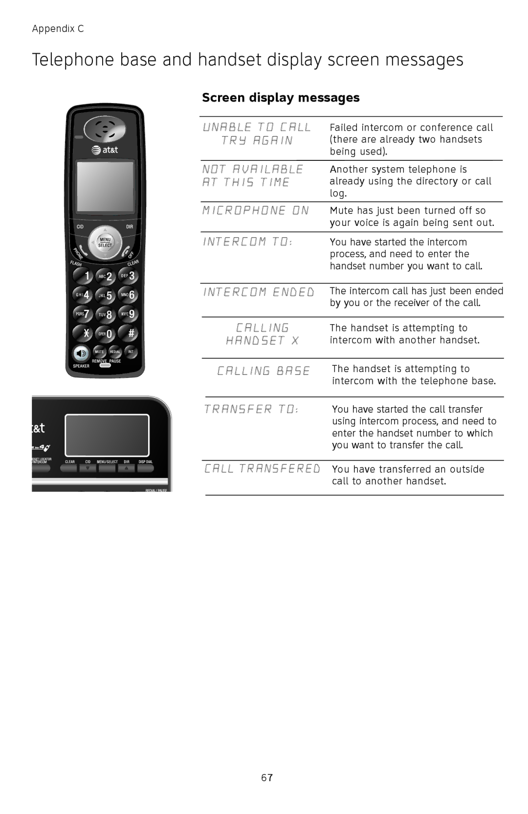 AT&T TL74458, TL74308, TL74358, TL74408, TL 74208, TL74258 user manual Unable to Call 