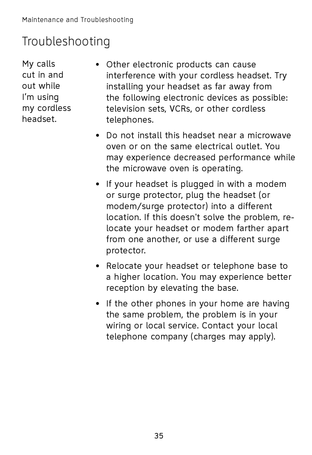 AT&T TL7600 user manual Troubleshooting 