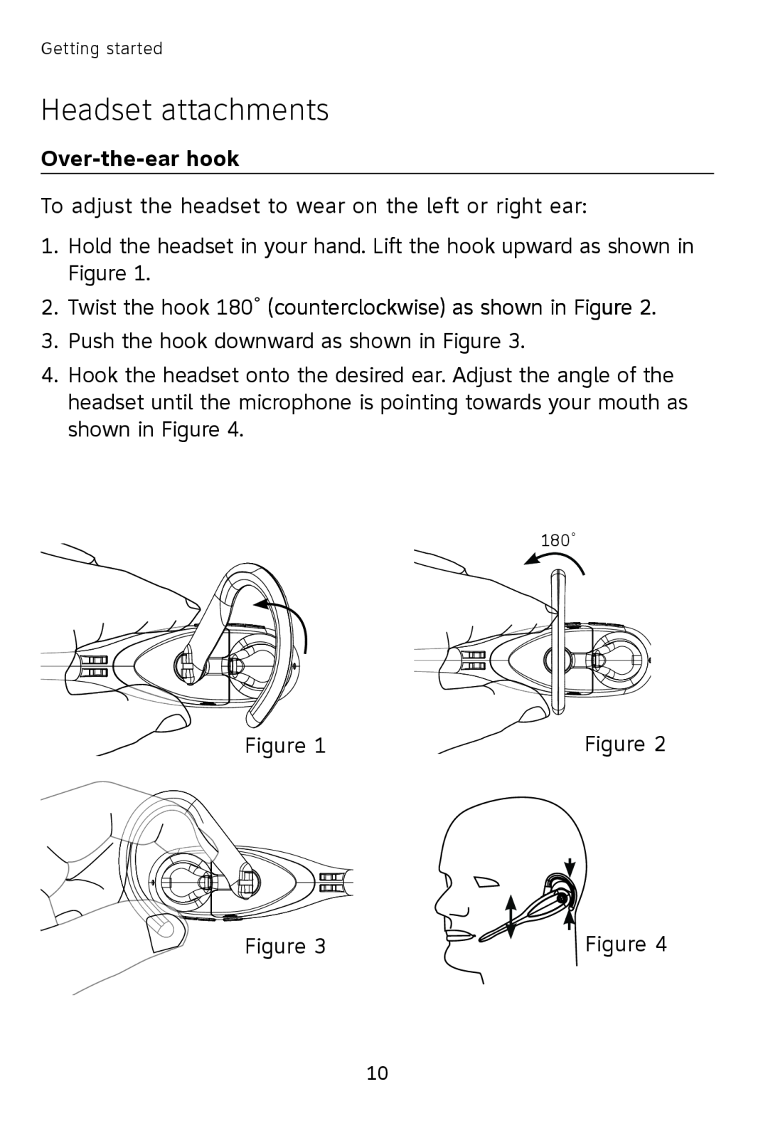AT&T TL7600 user manual Headset attachments, Push the hook downward as shown in Figure 