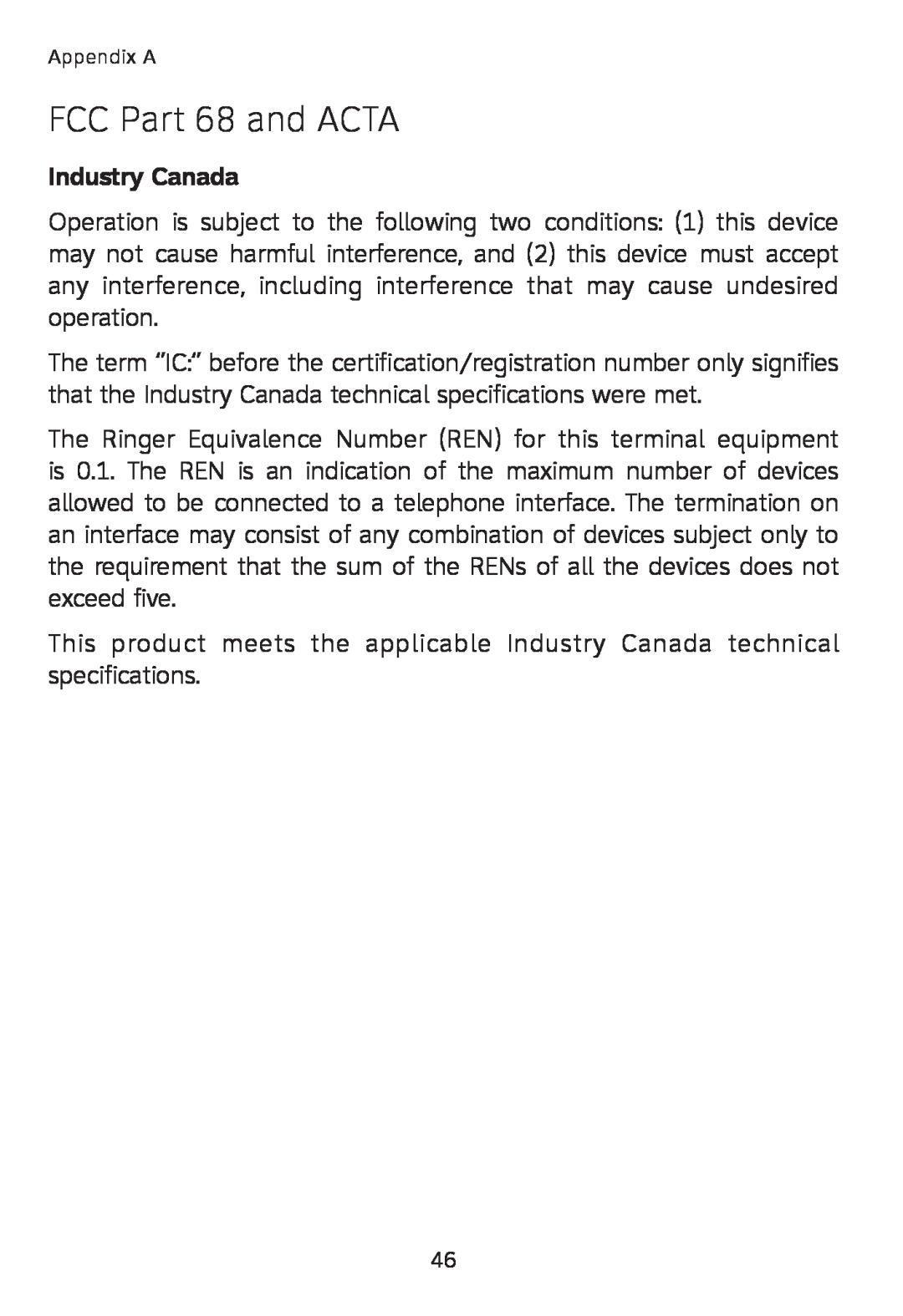 AT&T TL7600 user manual FCC Part 68 and ACTA, Industry Canada 
