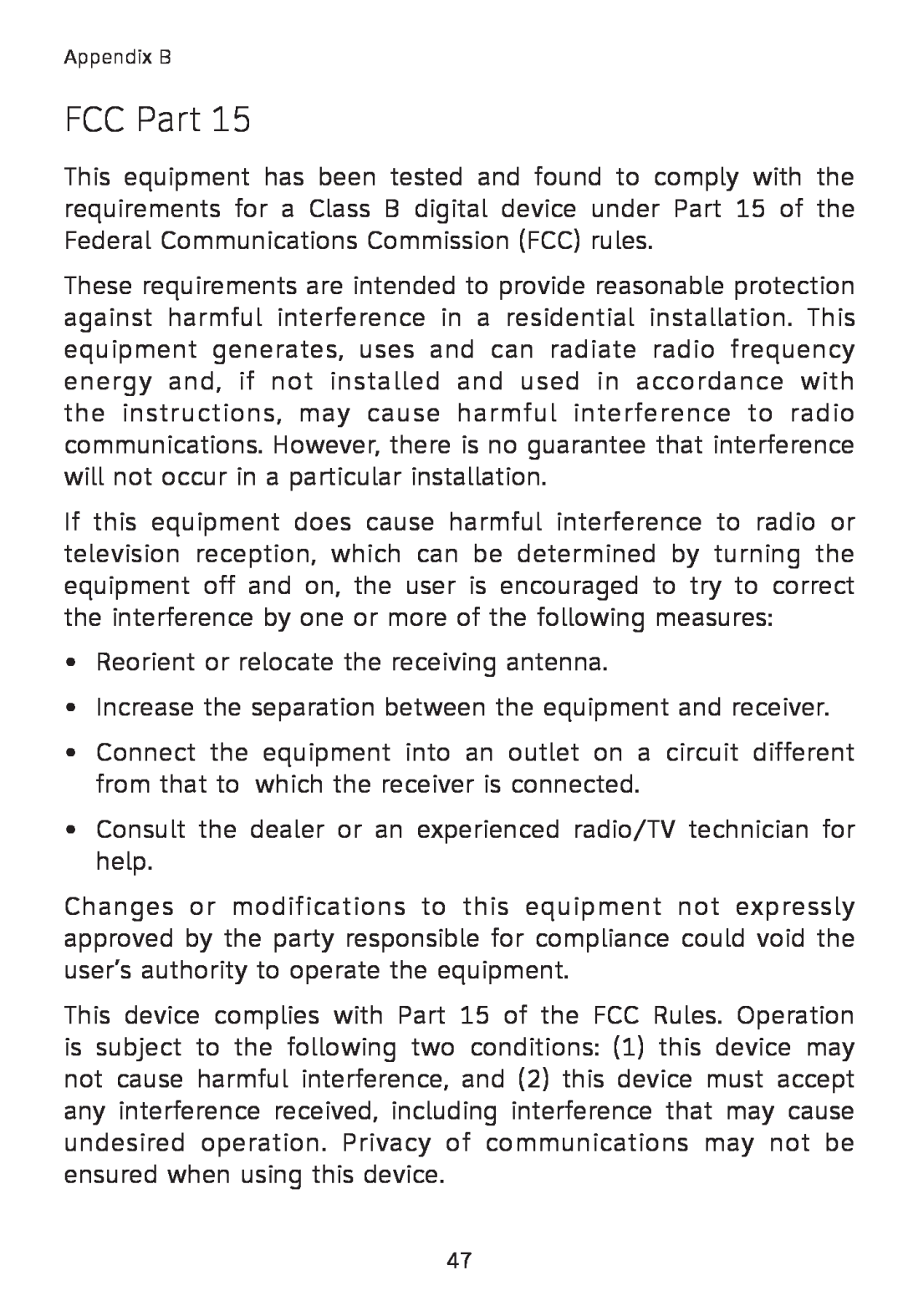 AT&T TL7600 user manual FCC Part 