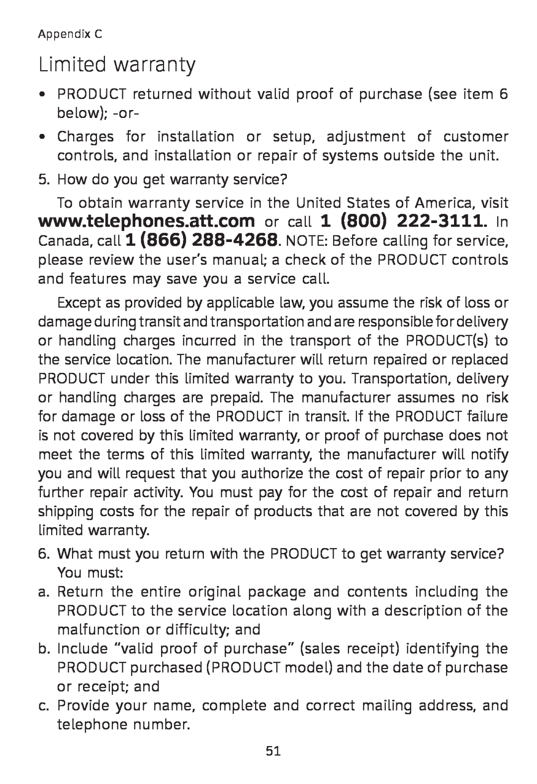 AT&T TL7600 user manual Limited warranty, How do you get warranty service? 