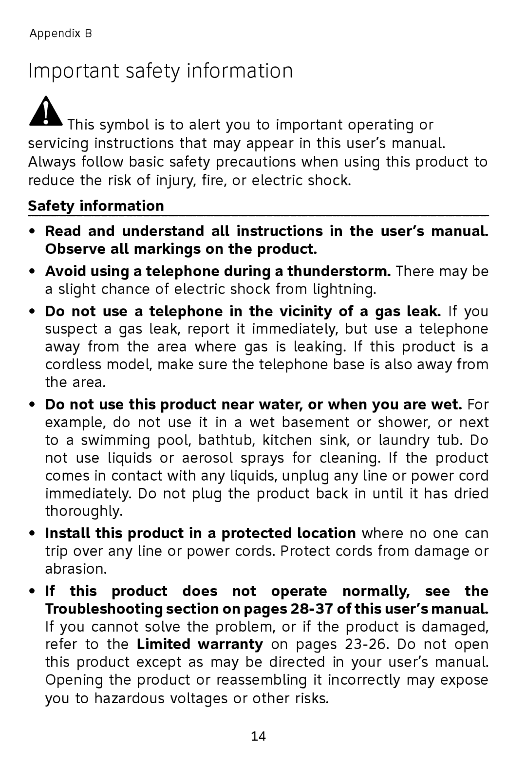 AT&T TL76008 user manual Important safety information 