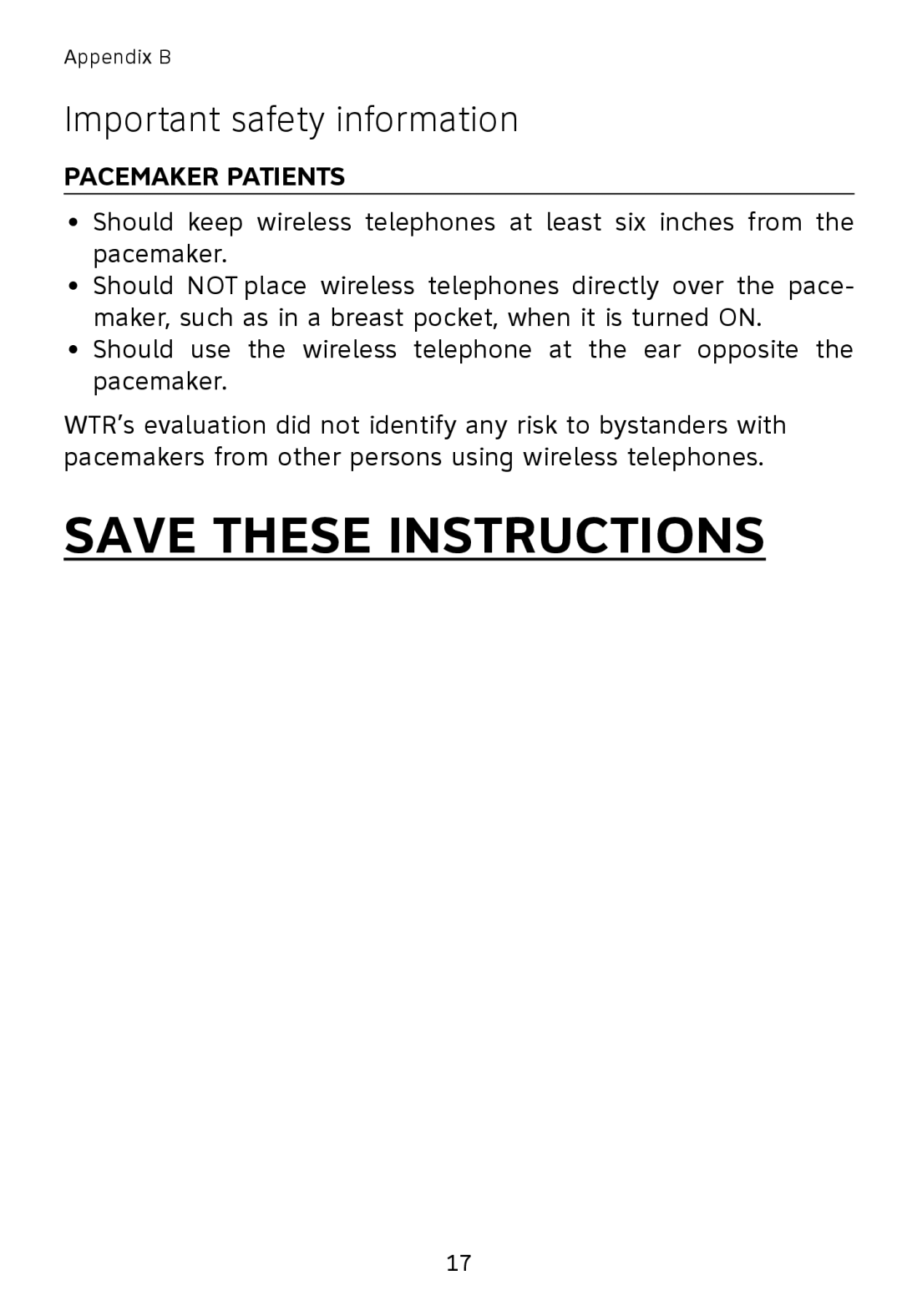 AT&T TL76008 user manual Pacemaker Patients 