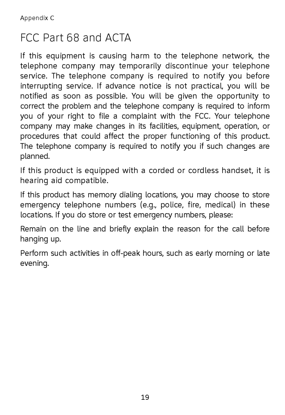 AT&T TL76008 user manual FCC Part 68 and Acta 